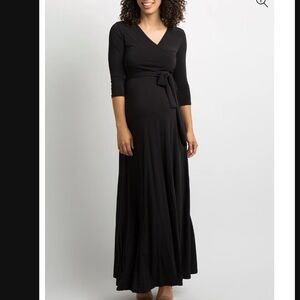 Black Wrap Maternity Maxi Dress